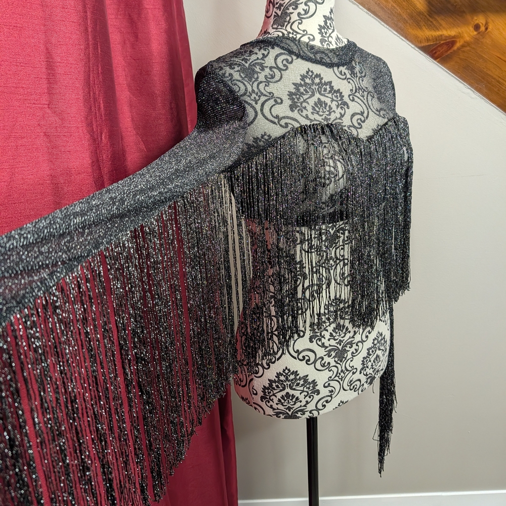 5 Piece Black Fringe Clothing Lot - Romper, Tops, Vest & Shorts- Small/26 - Picture 7 of 13